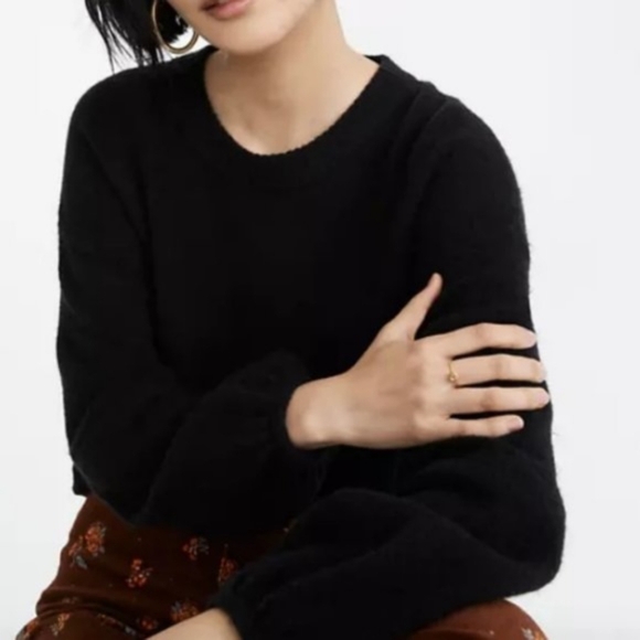 Madewell Payton Relaxed Fit Wool Alpaca Coziest Yarn Black Sweater, Size XS - Picture 4 of 13